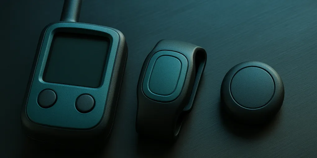 Three different GPS pet tracker devices on dark surface