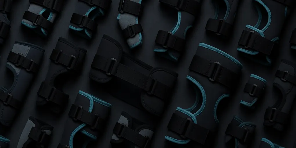 Senior dog wearing a supportive joint compression wrap on its hindquarters on a wooden floor