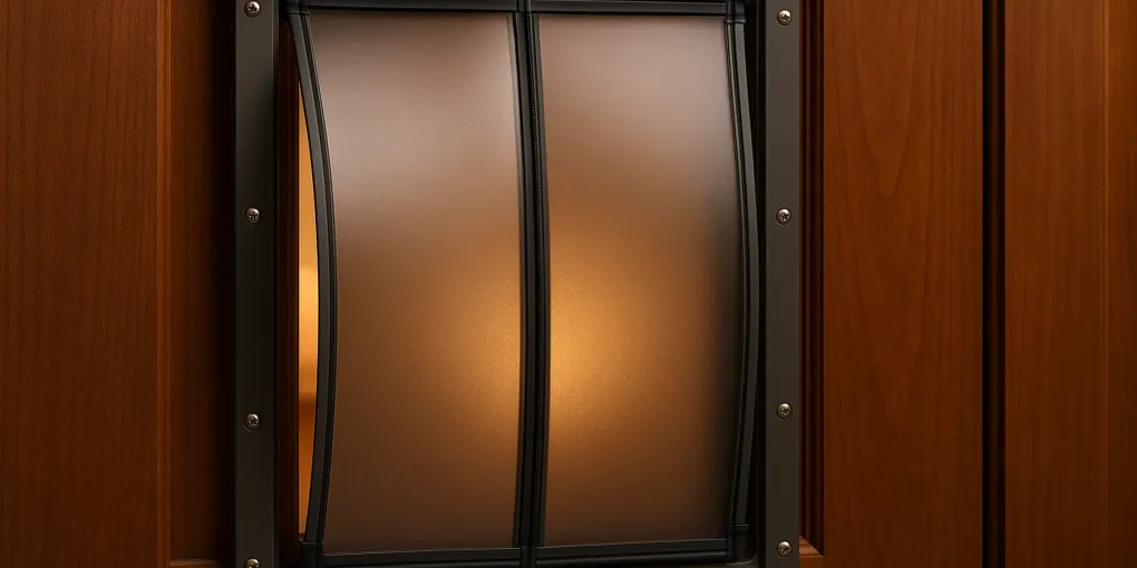 Large dog door installed in an exterior door with an insulated double flap